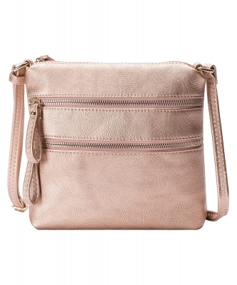 Multi Zip Pocket Crossbody Bag WU085 ROSE GOLD